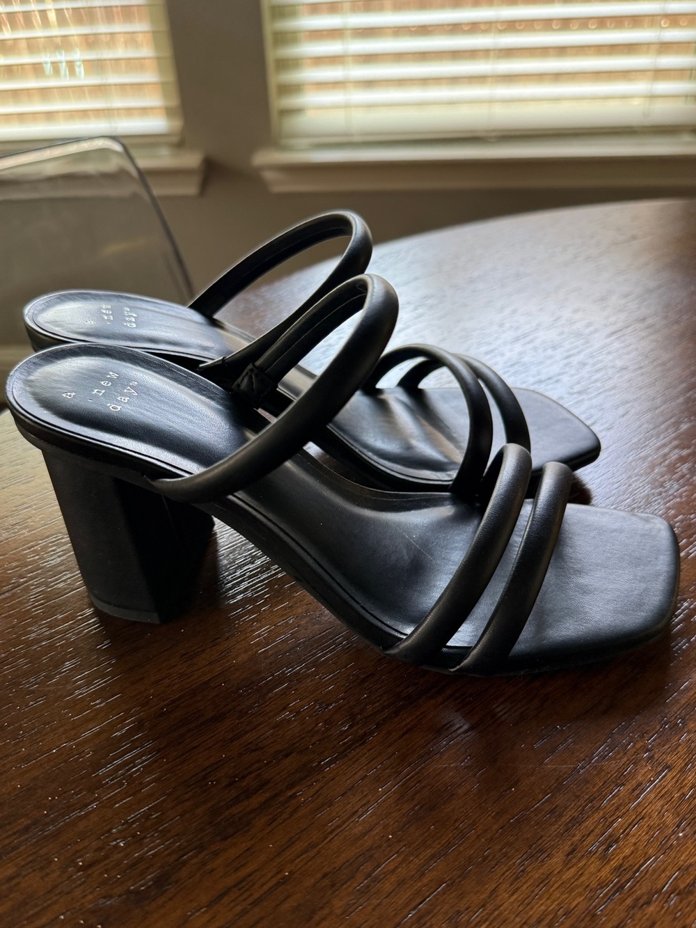 A New Day [Target Brand] Black Strappy Block Heel Sandals